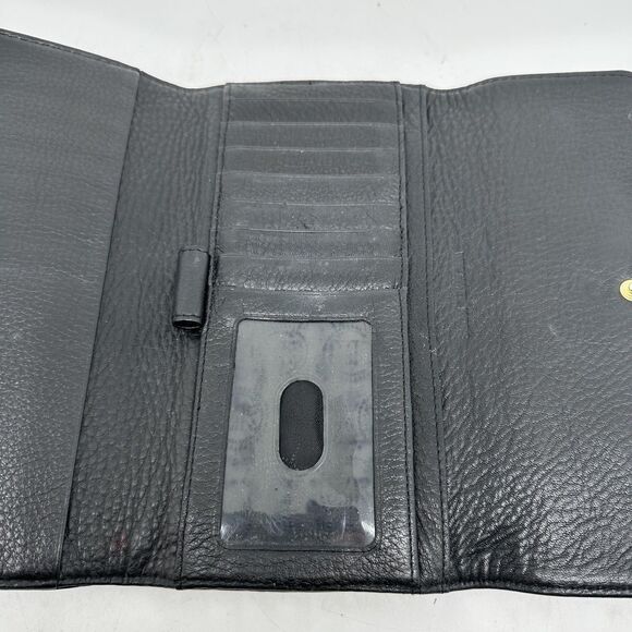 Michael Kors Wallet Womens Black Leather Snap Continental Zip Pocket Clutch - Picture 7 of 11